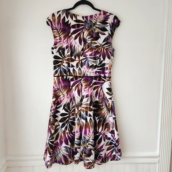 Maggy London Watercolor Floral Ponte Knit Career Cocktail Dress Size 8 - Picture 2 of 7